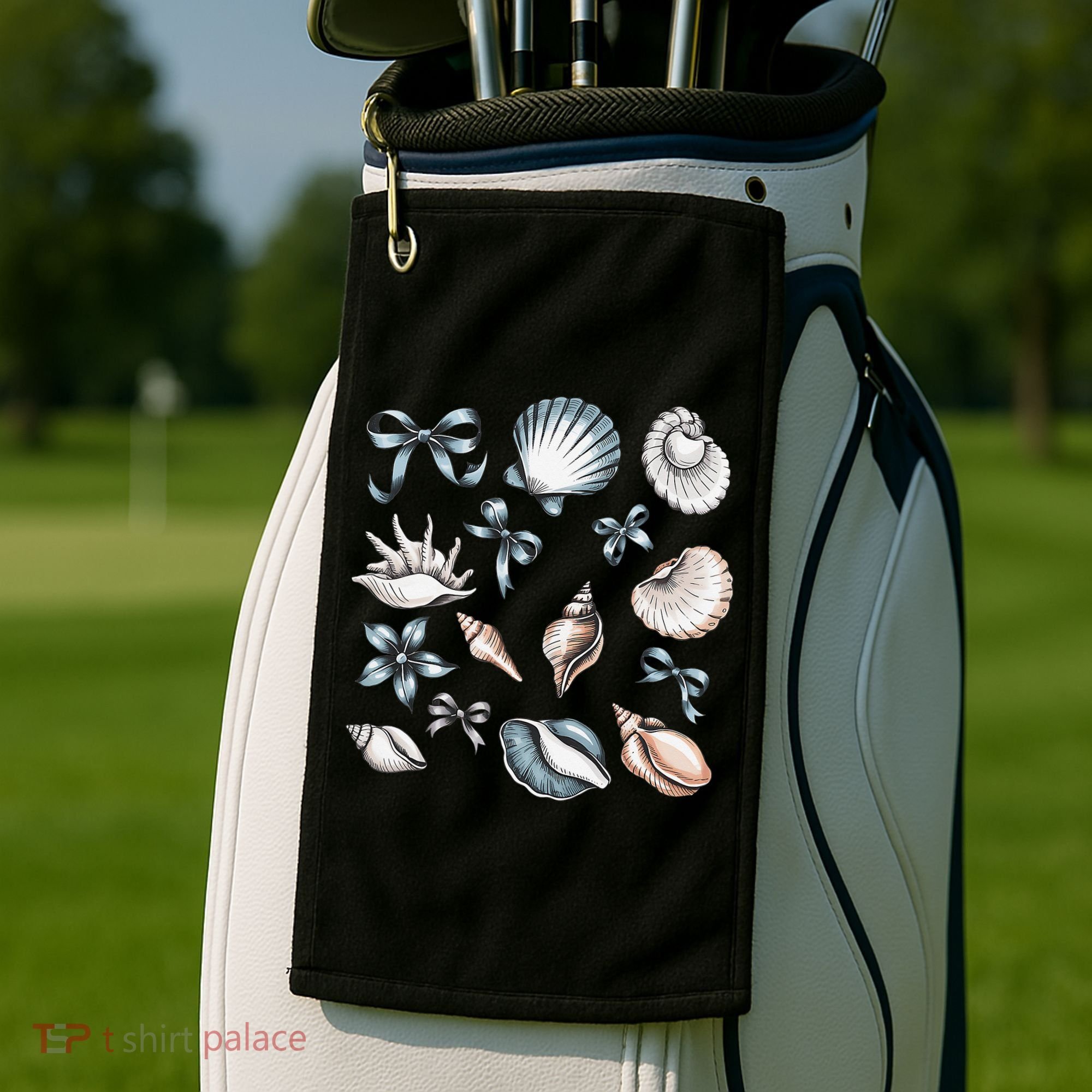 Coquette Blue Bow Ocean Beach Retro Summer Women Golf Towel