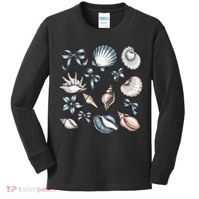 Coquette Blue Bow Ocean Beach Retro Summer Women Kids Long Sleeve Shirt