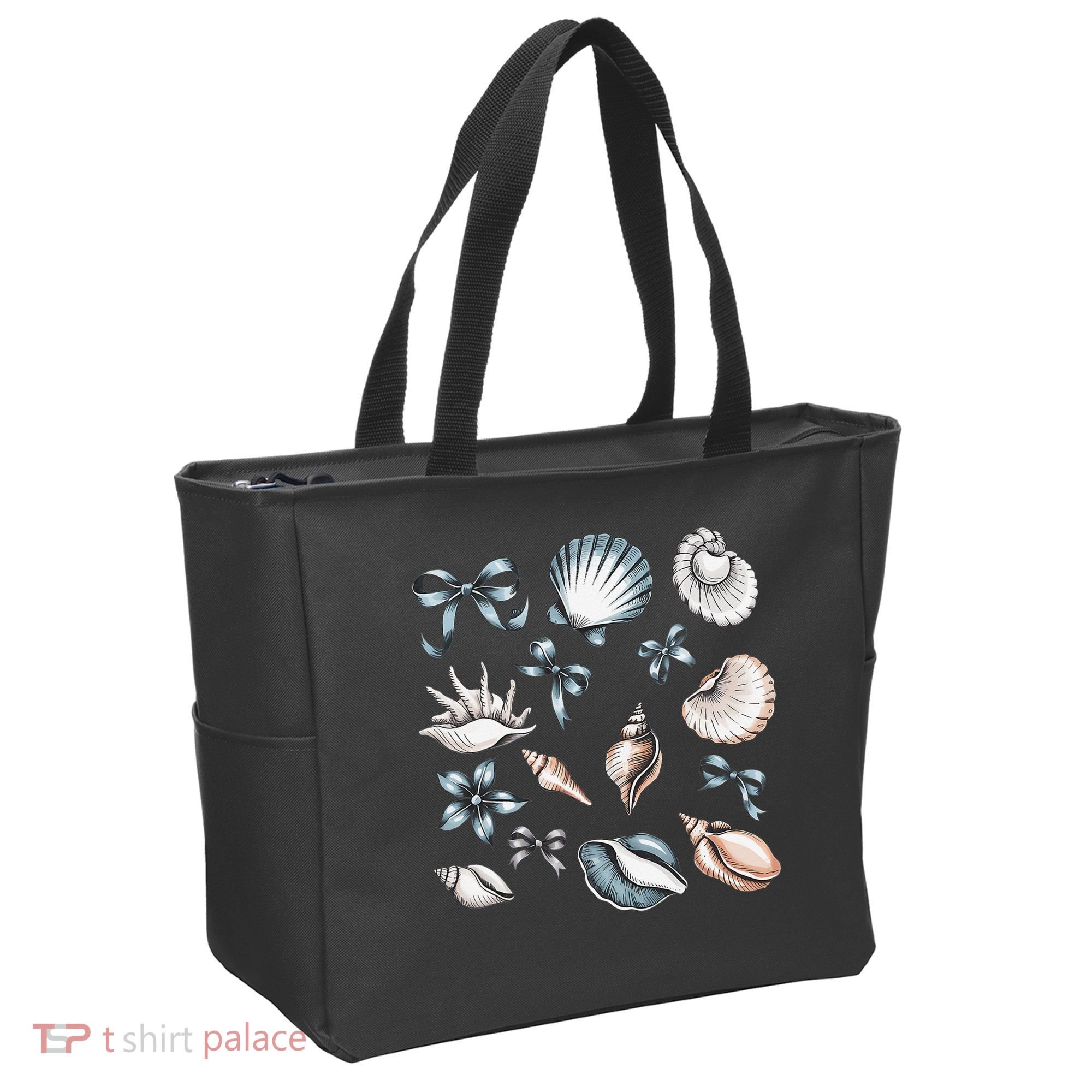 Coquette Blue Bow Ocean Beach Retro Summer Women Tote Bag