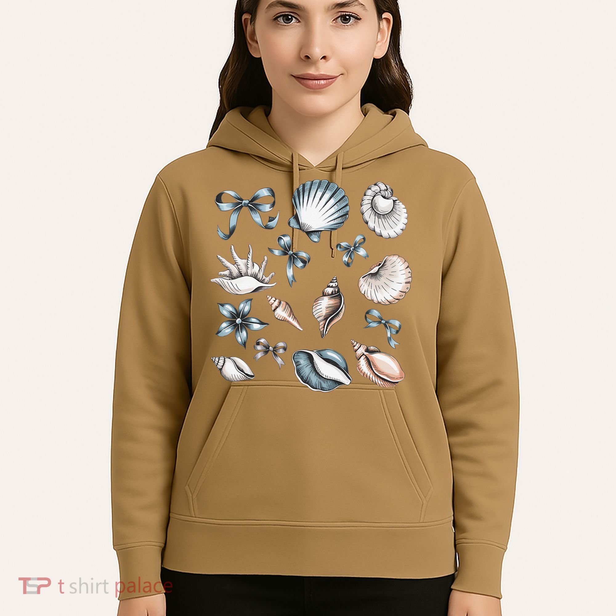 Coquette Blue Bow Ocean Beach Retro Summer Women Hoodie