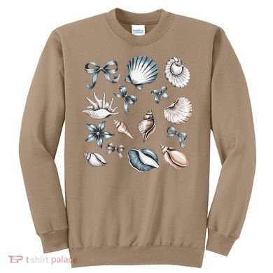 Coquette Blue Bow Ocean Beach Retro Summer Women Sweatshirt