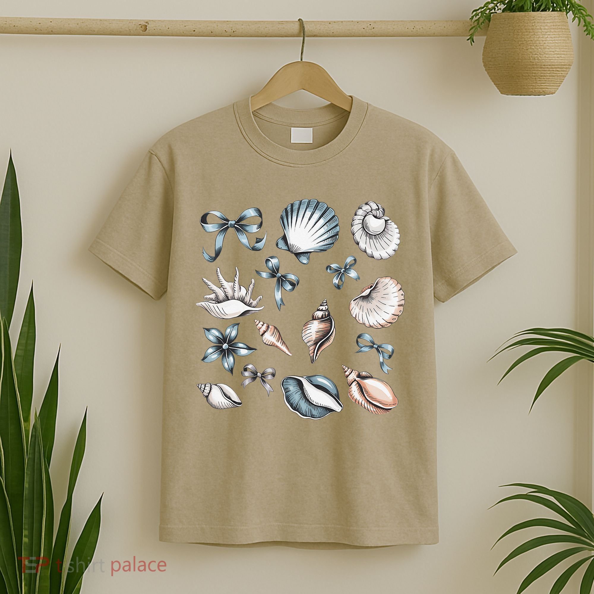 Coquette Blue Bow Ocean Beach Retro Summer Women T-Shirt