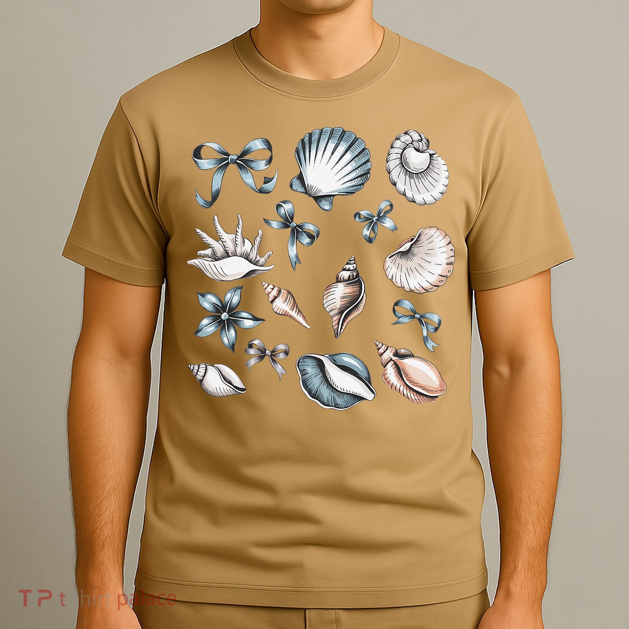 Coquette Blue Bow Ocean Beach Retro Summer Women T-Shirt
