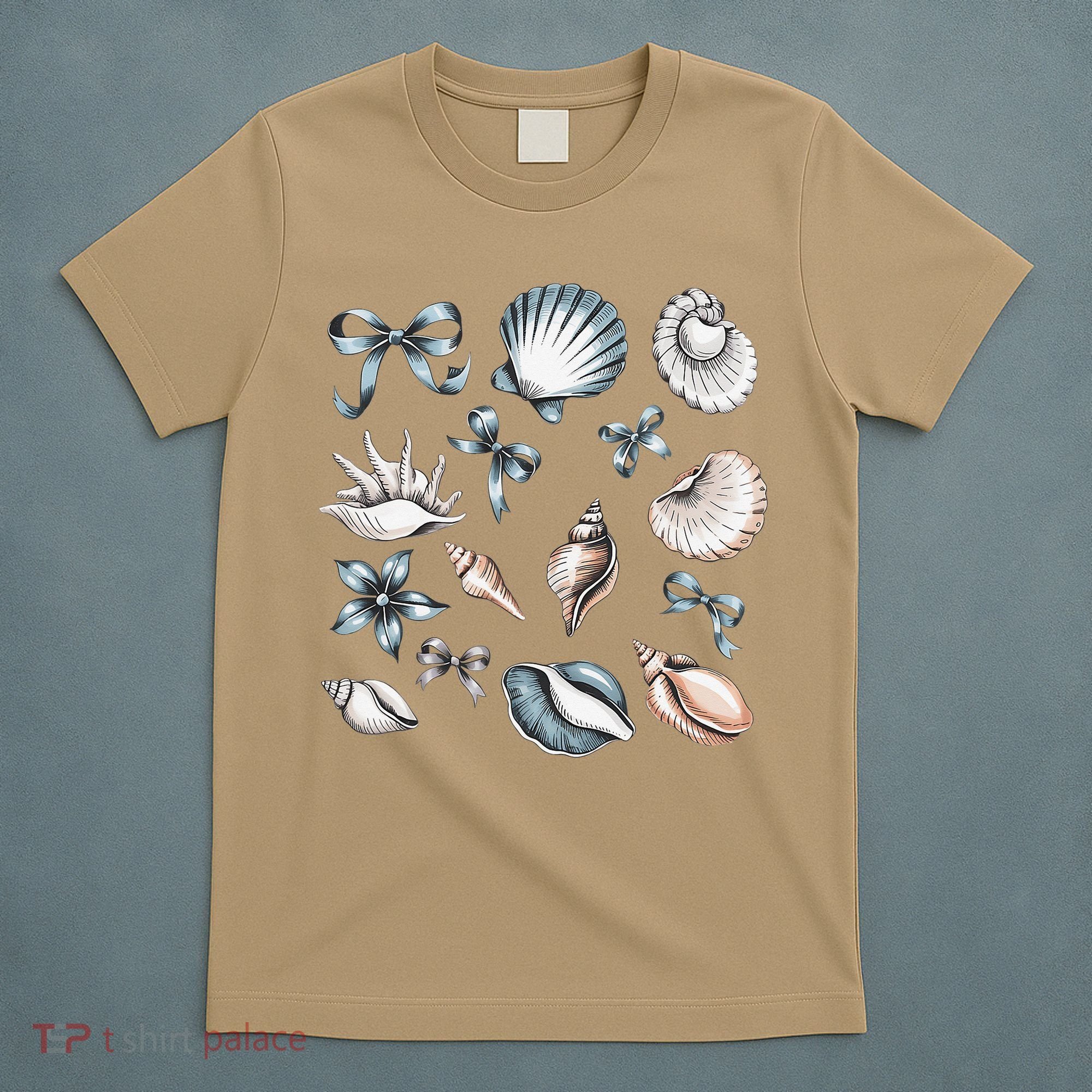 Coquette Blue Bow Ocean Beach Retro Summer Women T-Shirt