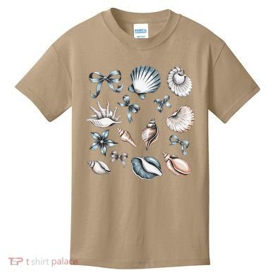 Coquette Blue Bow Ocean Beach Retro Summer Women Kids T-Shirt