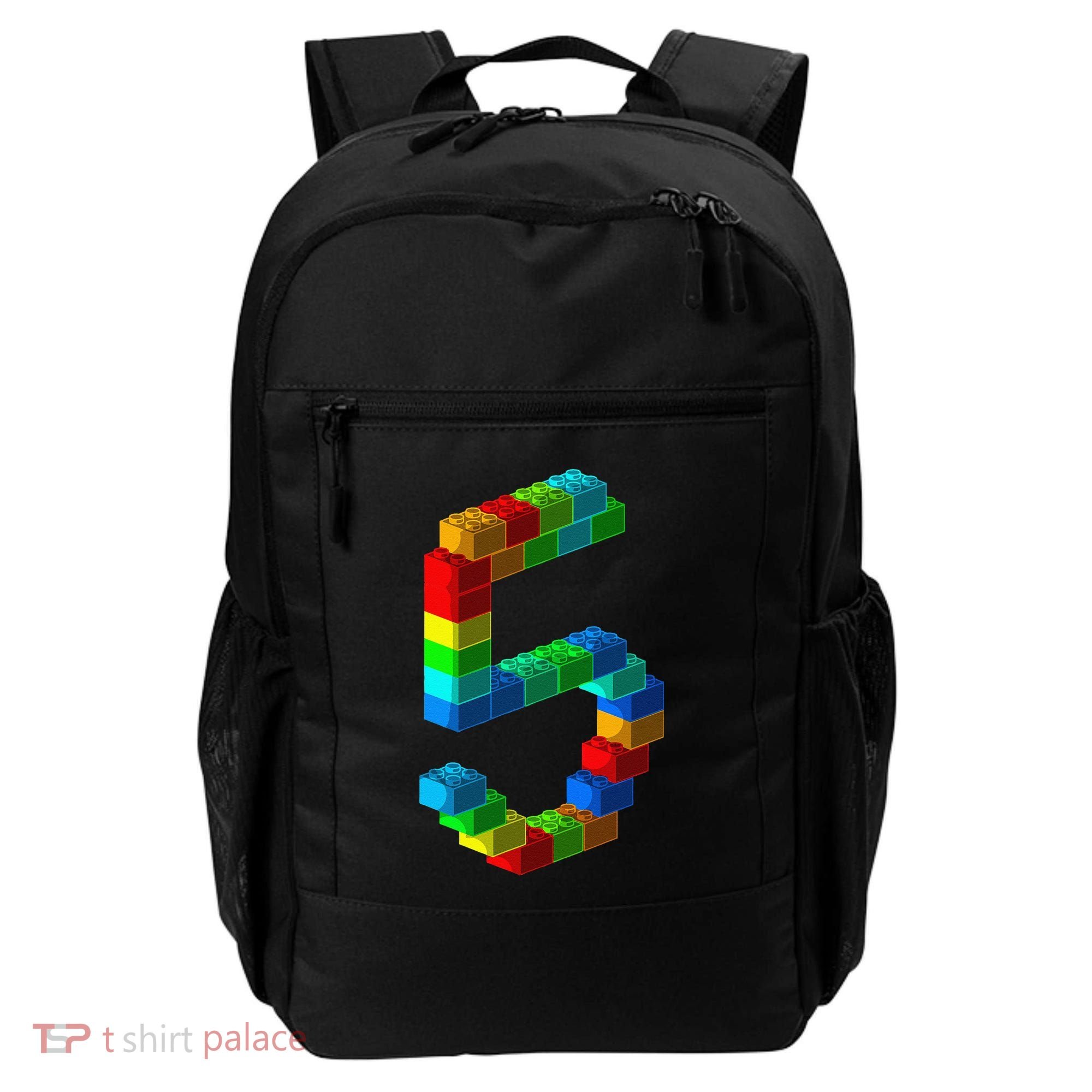 Cute Block Building 5th Birthday Gift 5 Years Old Boy Girl Backpack