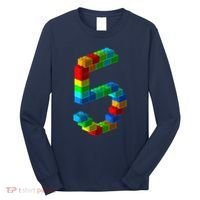 Cute Block Building 5th Birthday Gift 5 Years Old Boy Girl Long Sleeve Shirt thumb 0