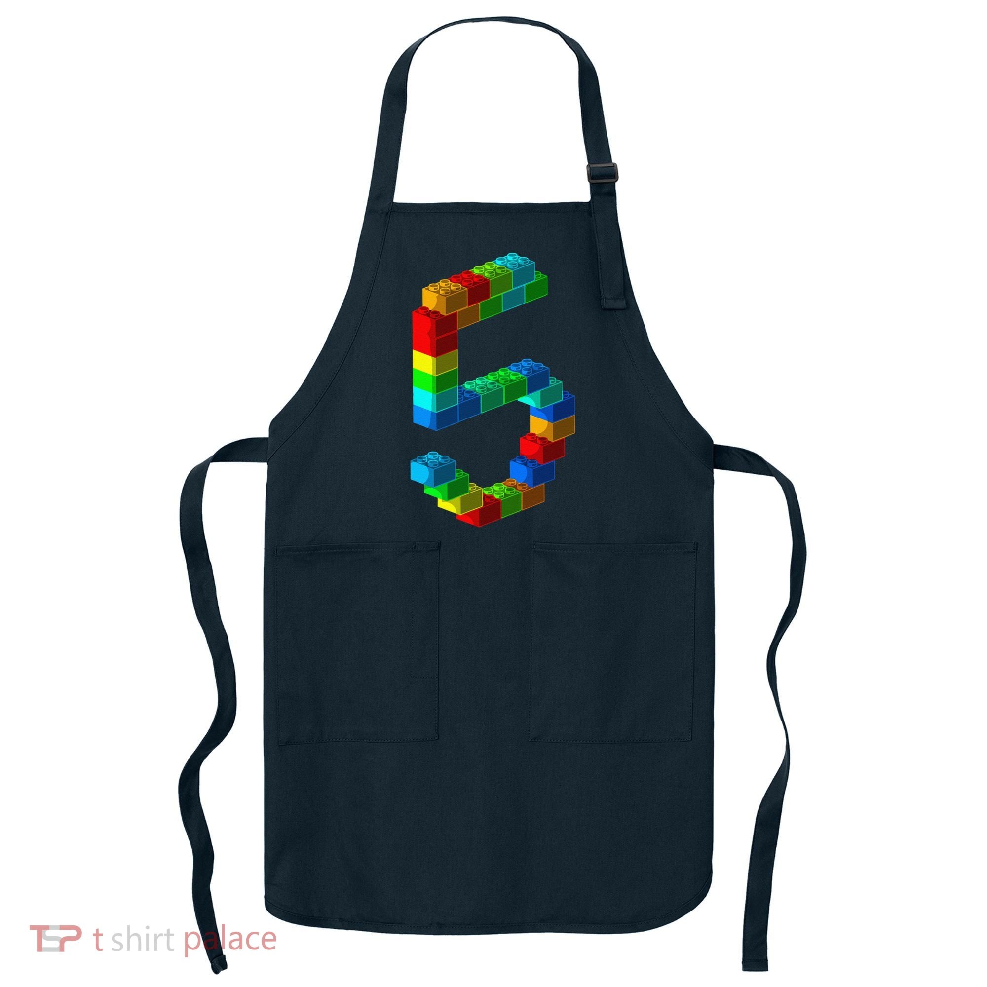 Cute Block Building 5th Birthday Gift 5 Years Old Boy Girl Apron