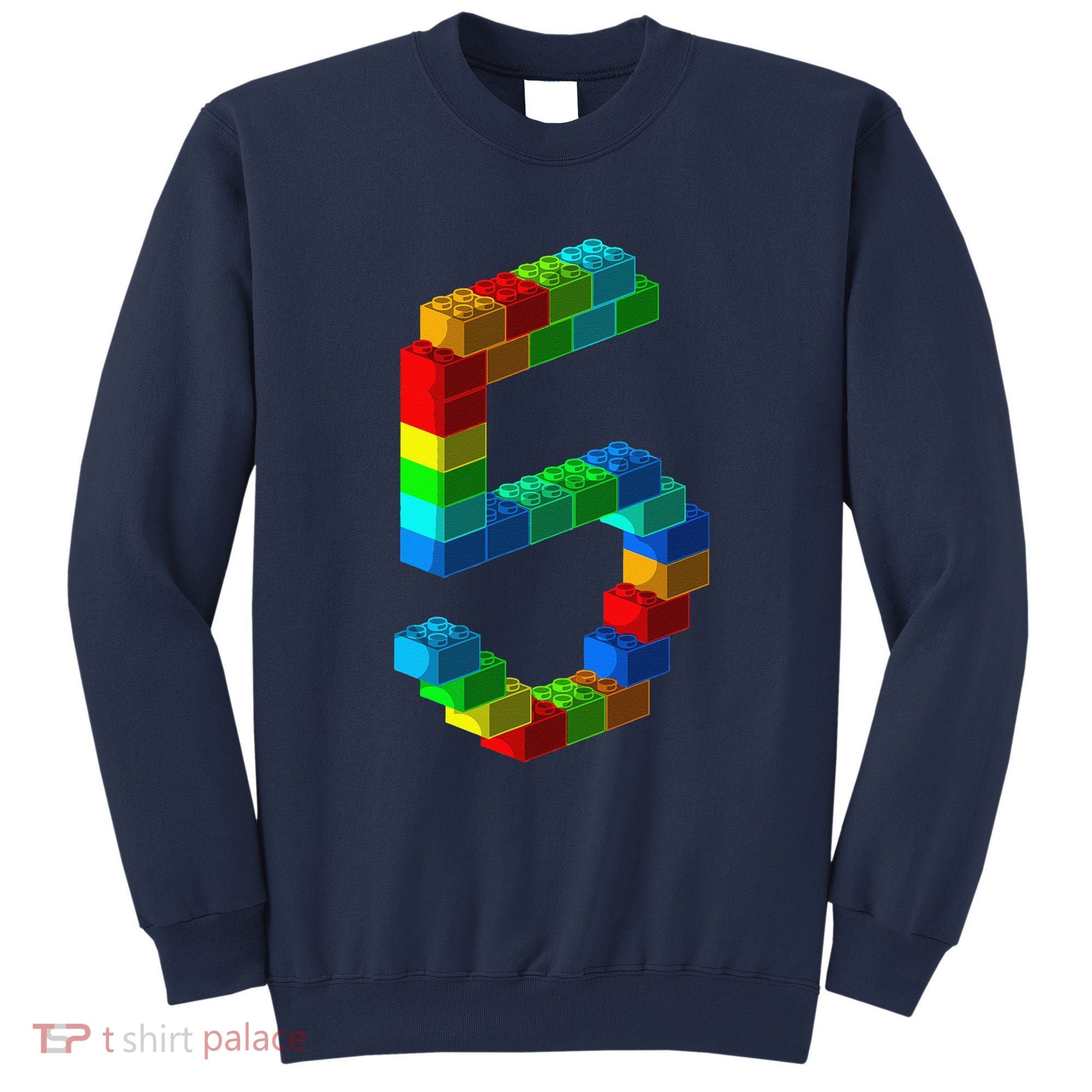 Cute Block Building 5th Birthday Gift 5 Years Old Boy Girl Sweatshirt