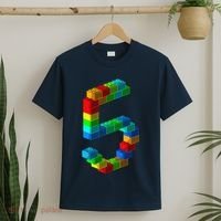 Cute Block Building 5th Birthday Gift 5 Years Old Boy Girl T-Shirt thumb 2