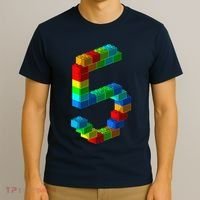 Cute Block Building 5th Birthday Gift 5 Years Old Boy Girl T-Shirt thumb 3