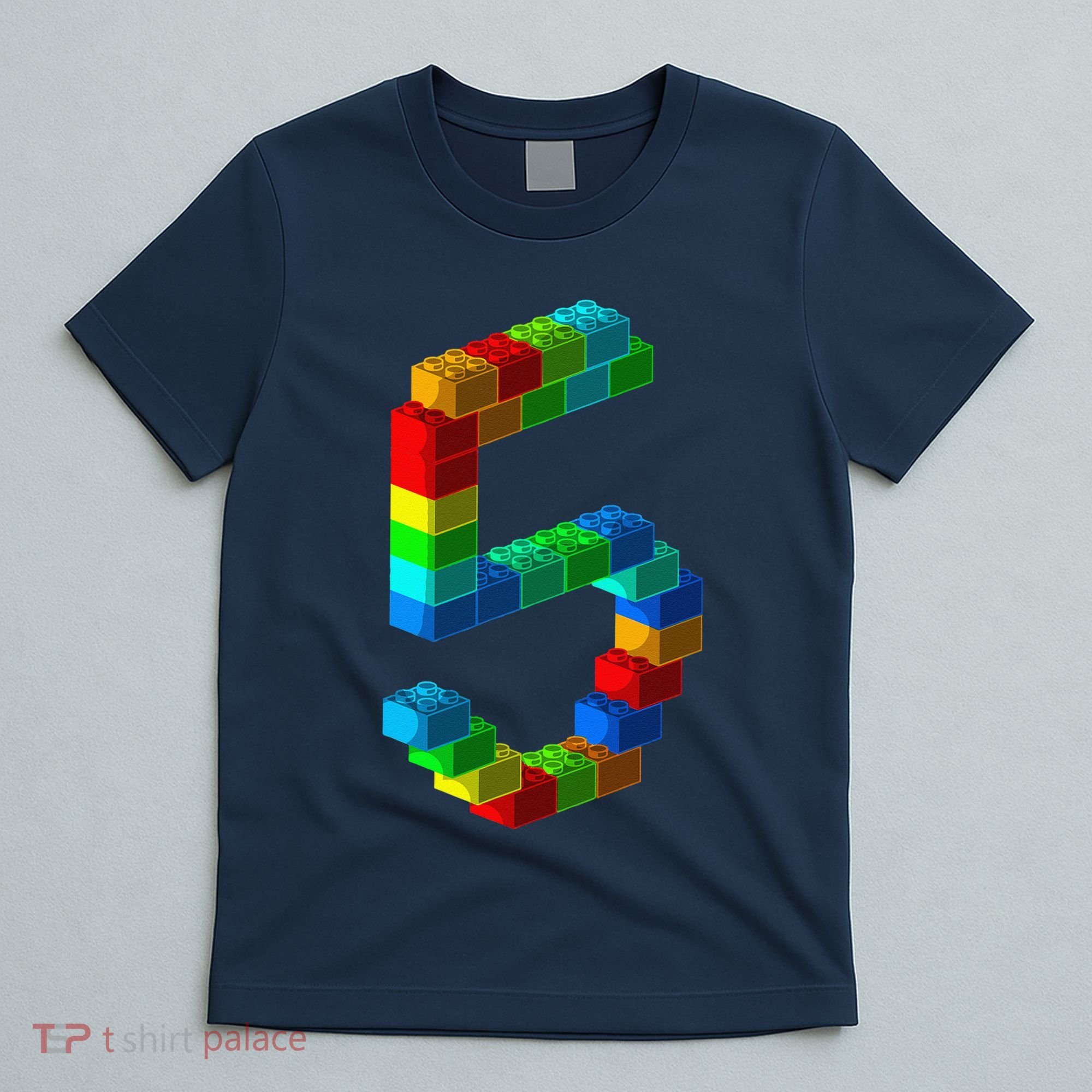 Cute Block Building 5th Birthday Gift 5 Years Old Boy Girl T-Shirt