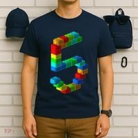 Cute Block Building 5th Birthday Gift 5 Years Old Boy Girl T-Shirt thumb 6
