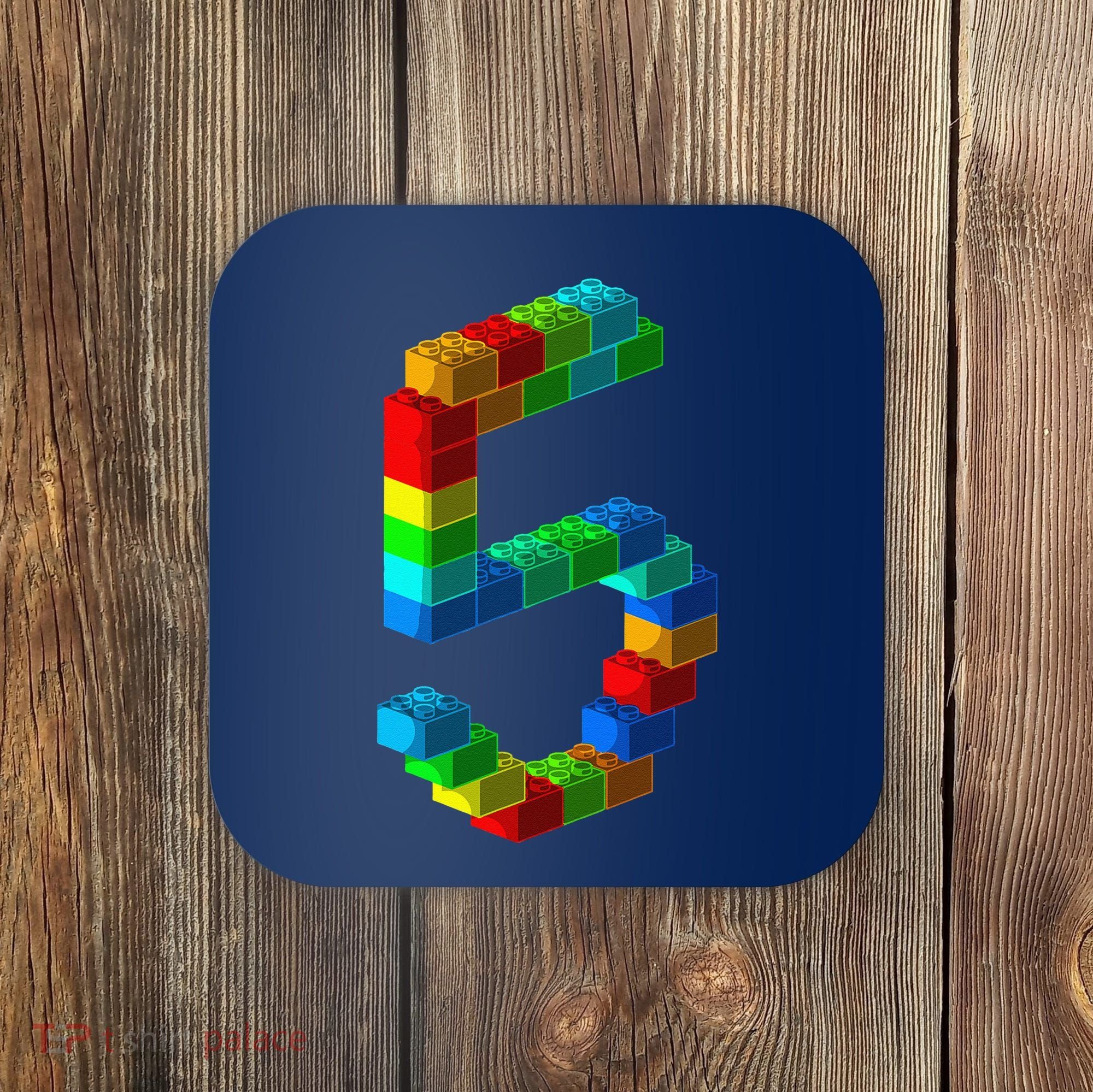 Cute Block Building 5th Birthday Gift 5 Years Old Boy Girl Coaster