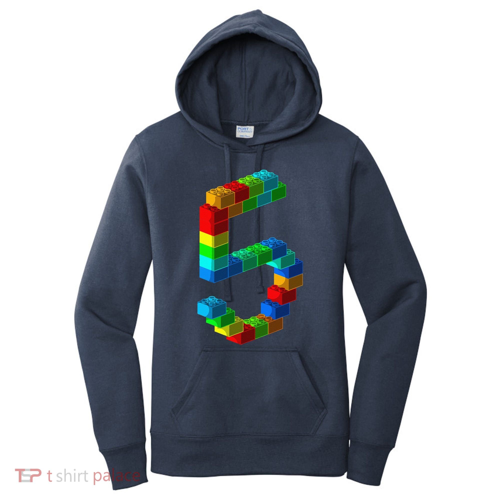 Cute Block Building 5th Birthday Gift 5 Years Old Boy Girl Women's Hoodie