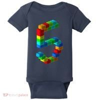 Cute Block Building 5th Birthday Gift 5 Years Old Boy Girl Baby Bodysuit thumb 0
