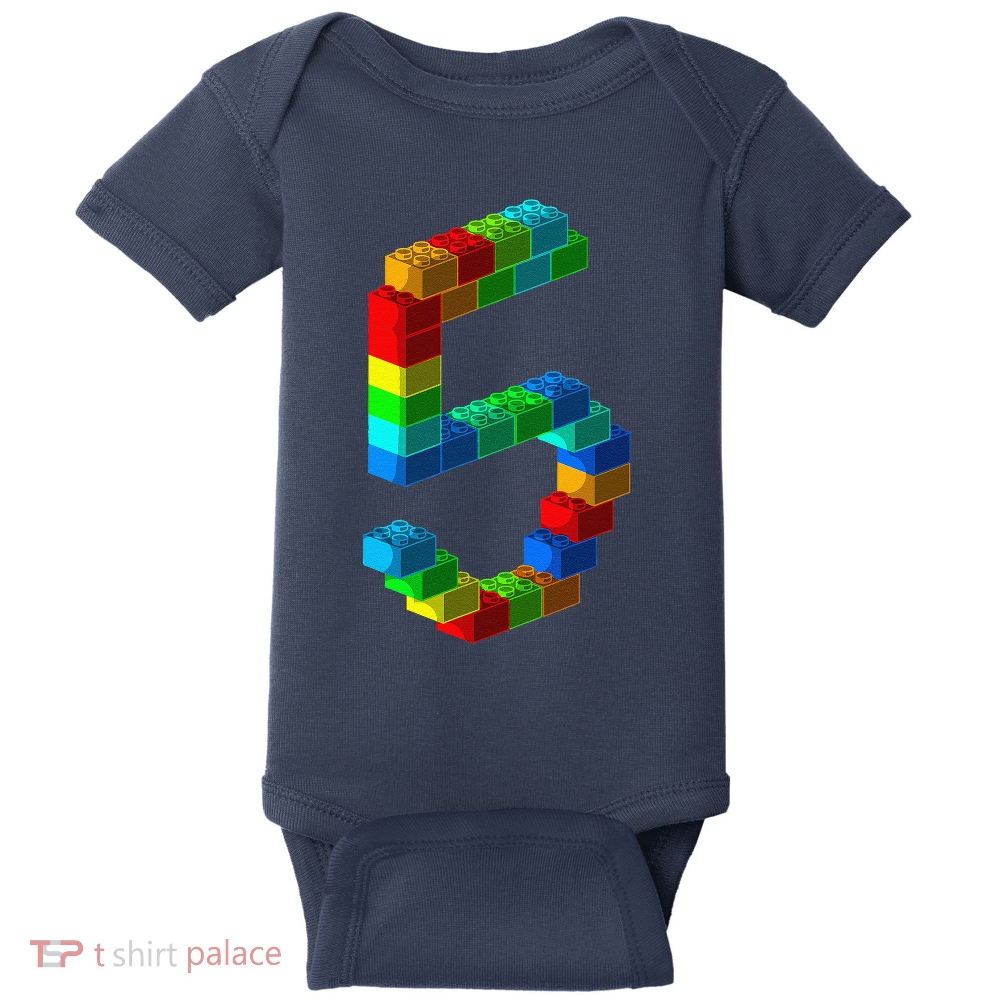 Cute Block Building 5th Birthday Gift 5 Years Old Boy Girl Baby Bodysuit