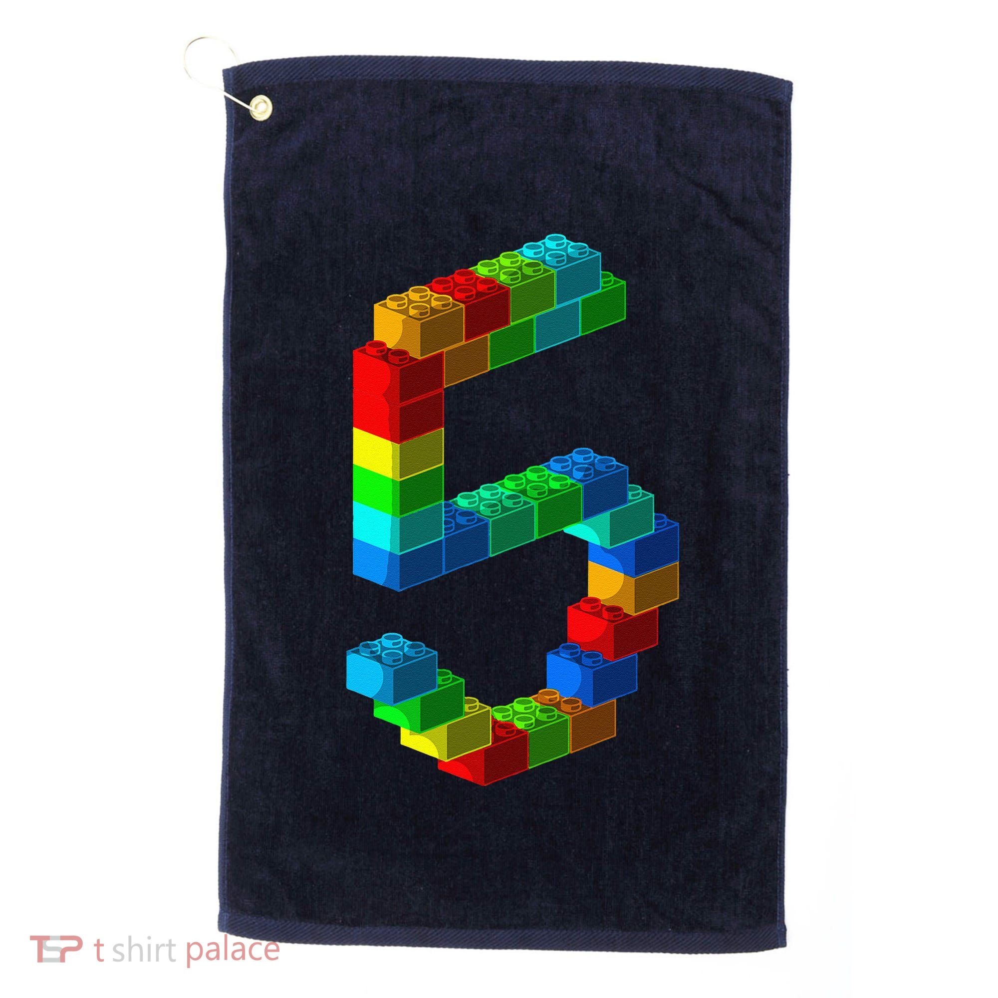 Cute Block Building 5th Birthday Gift 5 Years Old Boy Girl Golf Towel