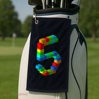 Cute Block Building 5th Birthday Gift 5 Years Old Boy Girl Golf Towel thumb 2