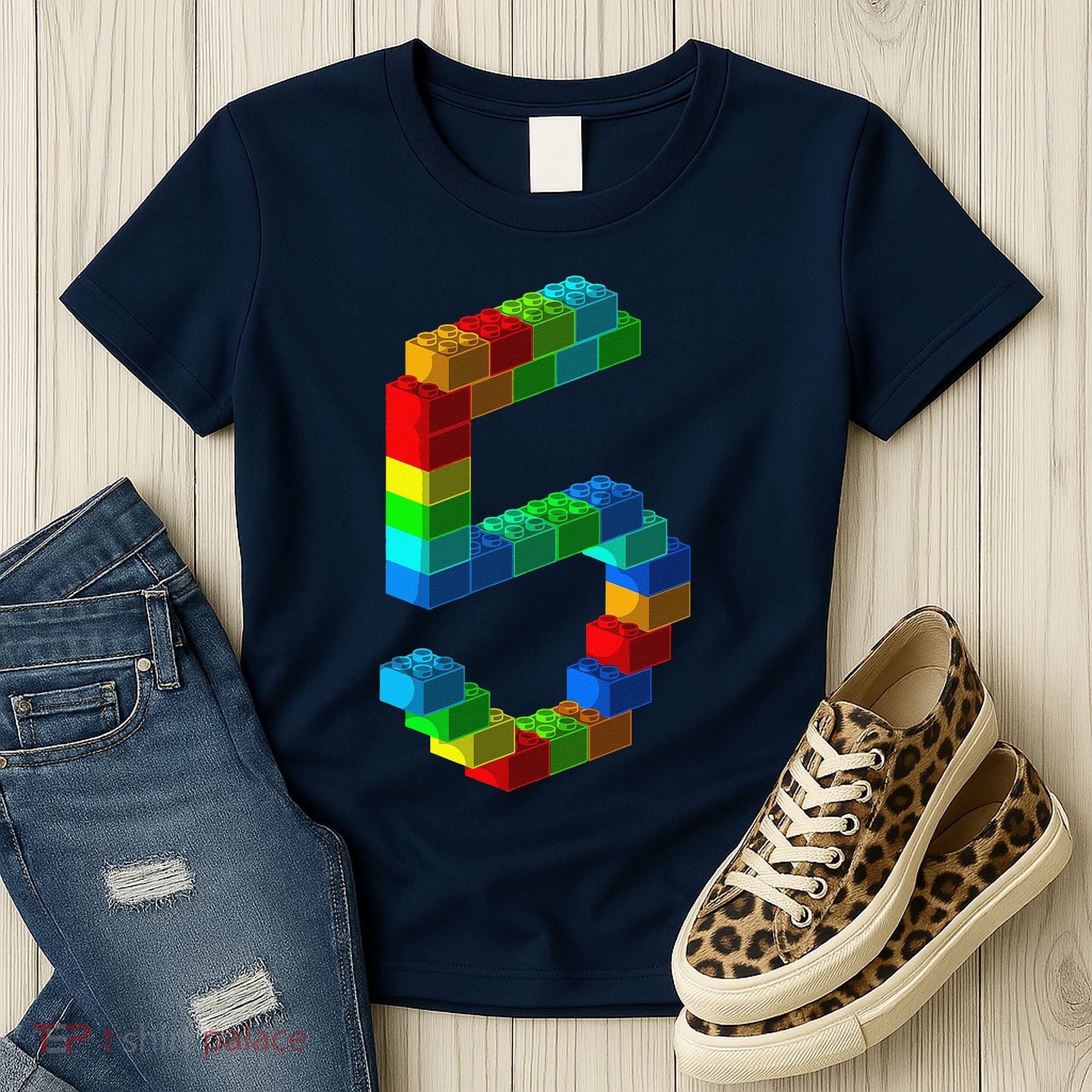 Cute Block Building 5th Birthday Gift 5 Years Old Boy Girl Women's T-Shirt