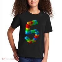 Cute Block Building 5th Birthday Gift 5 Years Old Boy Girl Kids T-Shirt thumb 2