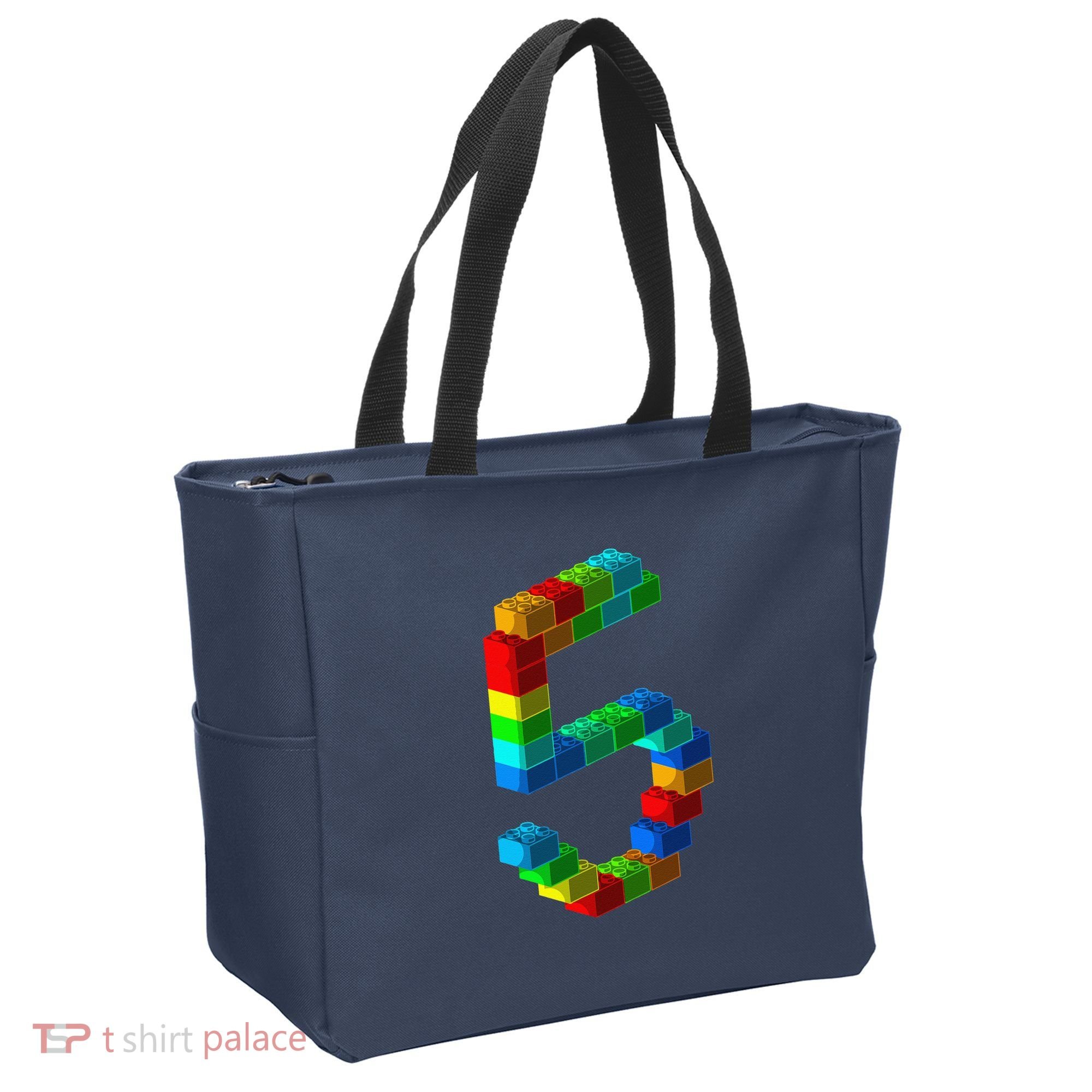 Cute Block Building 5th Birthday Gift 5 Years Old Boy Girl Tote Bag