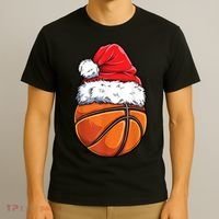Christmas Basketball Ball Santa Hat Xmas Boys Men Sport TShirt T-Shirt thumb 3