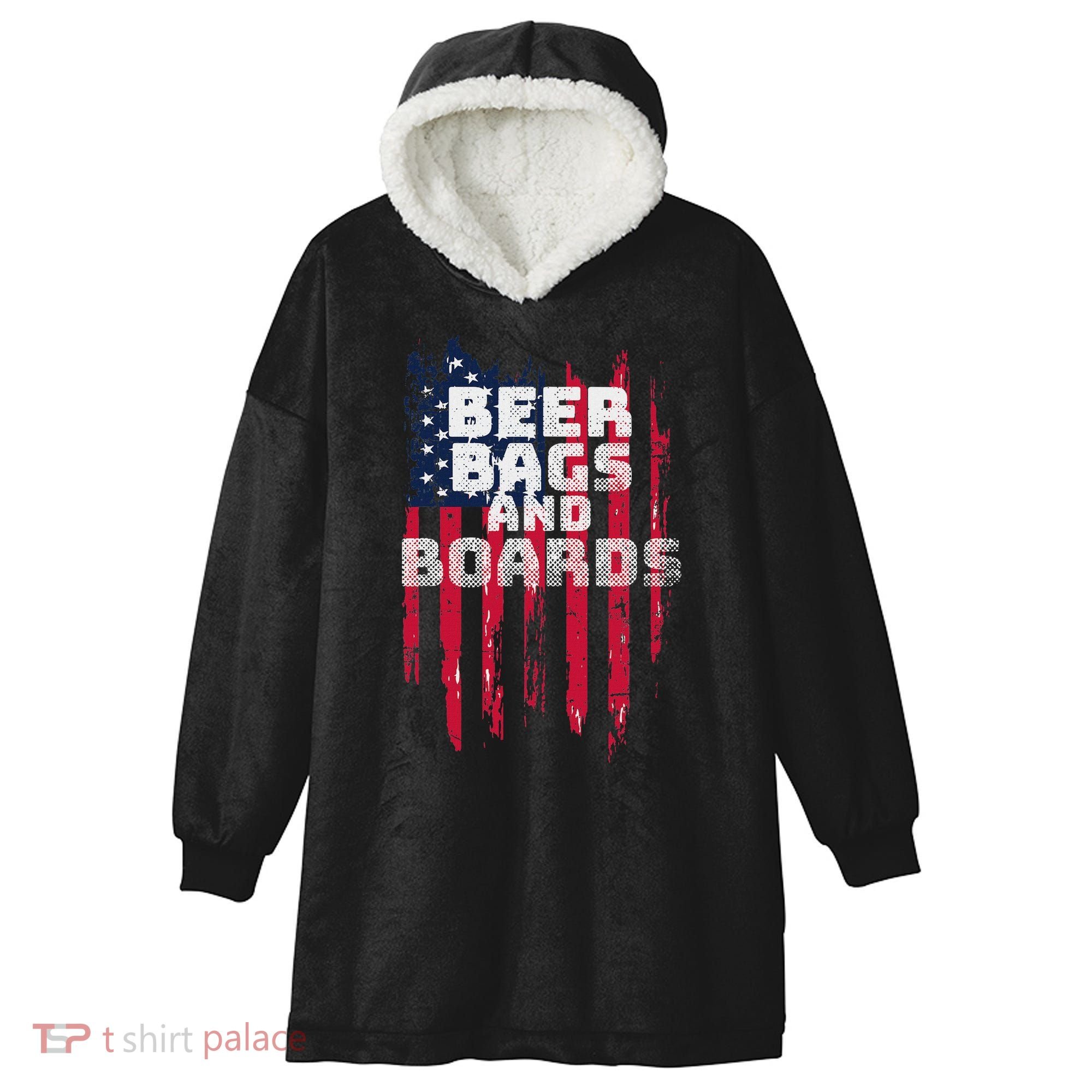 Cornhole Beer Bags And Boards Hooded Wearable Blanket
