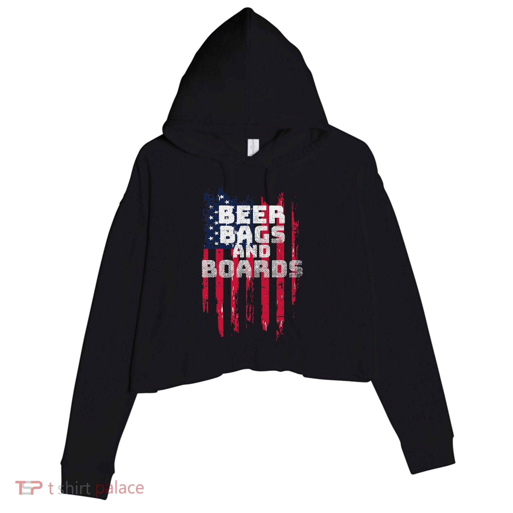 Cornhole Beer Bags And Boards Crop Fleece Hoodie