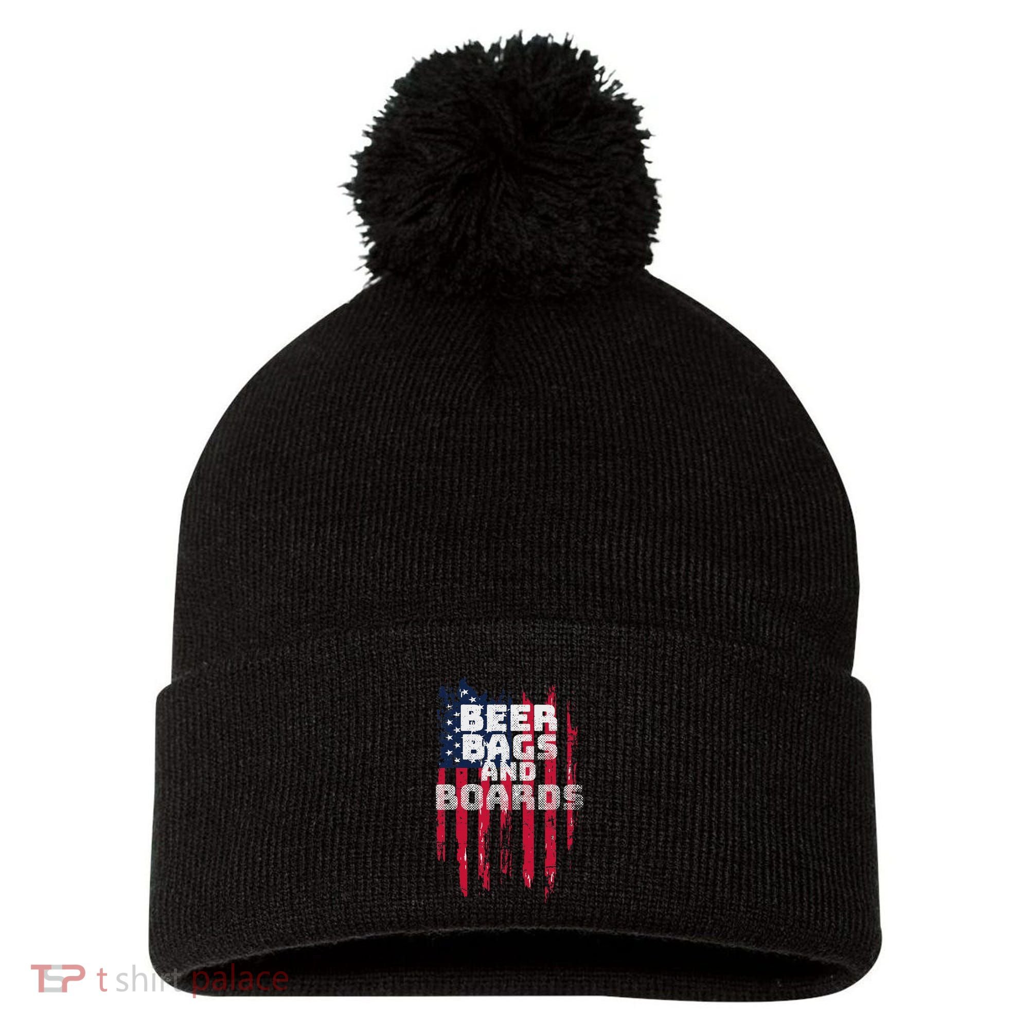 Cornhole Beer Bags And Boards Pom Pom 12in Knit Beanie