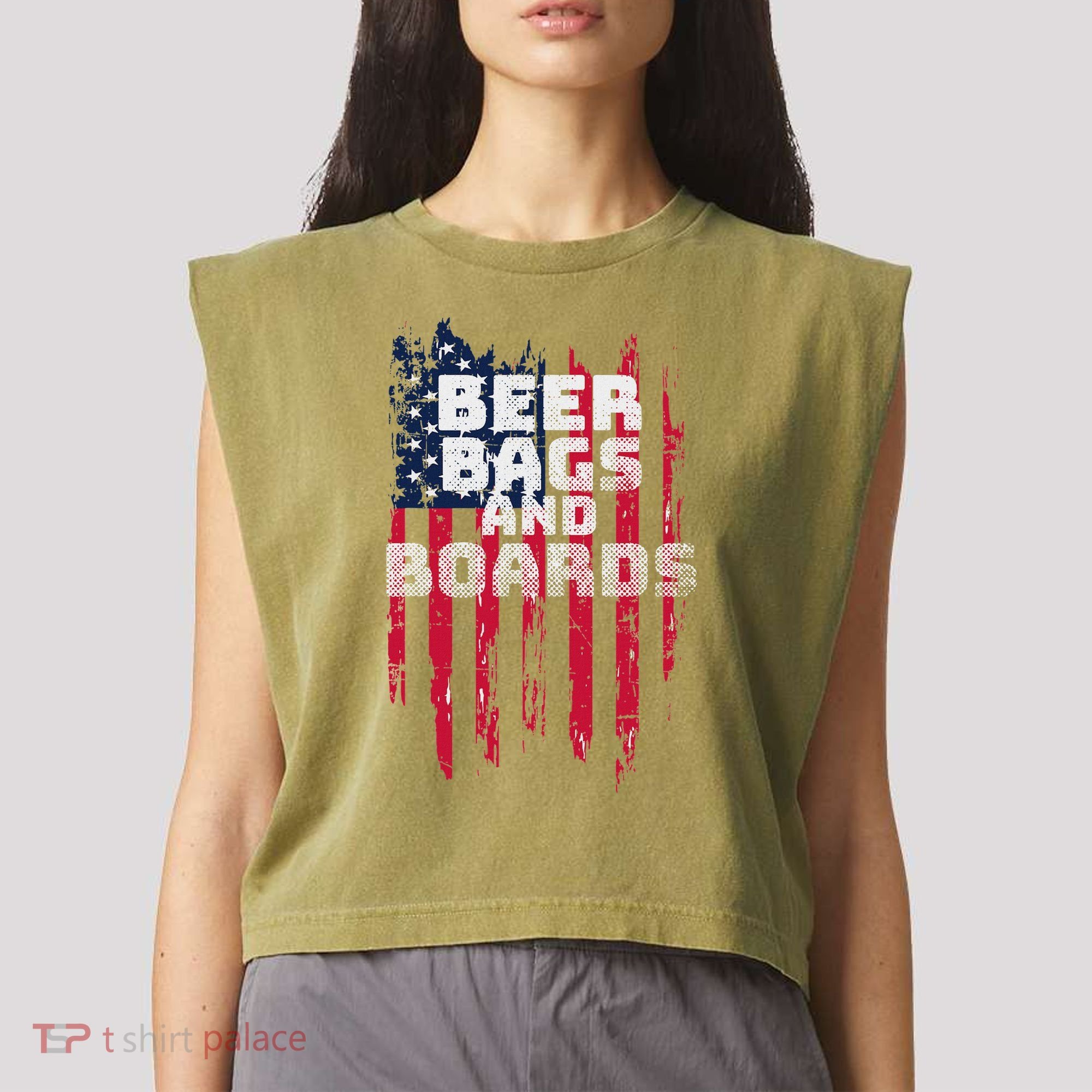 Cornhole Beer Bags And Boards Garment-Dyed Women's Muscle Tee
