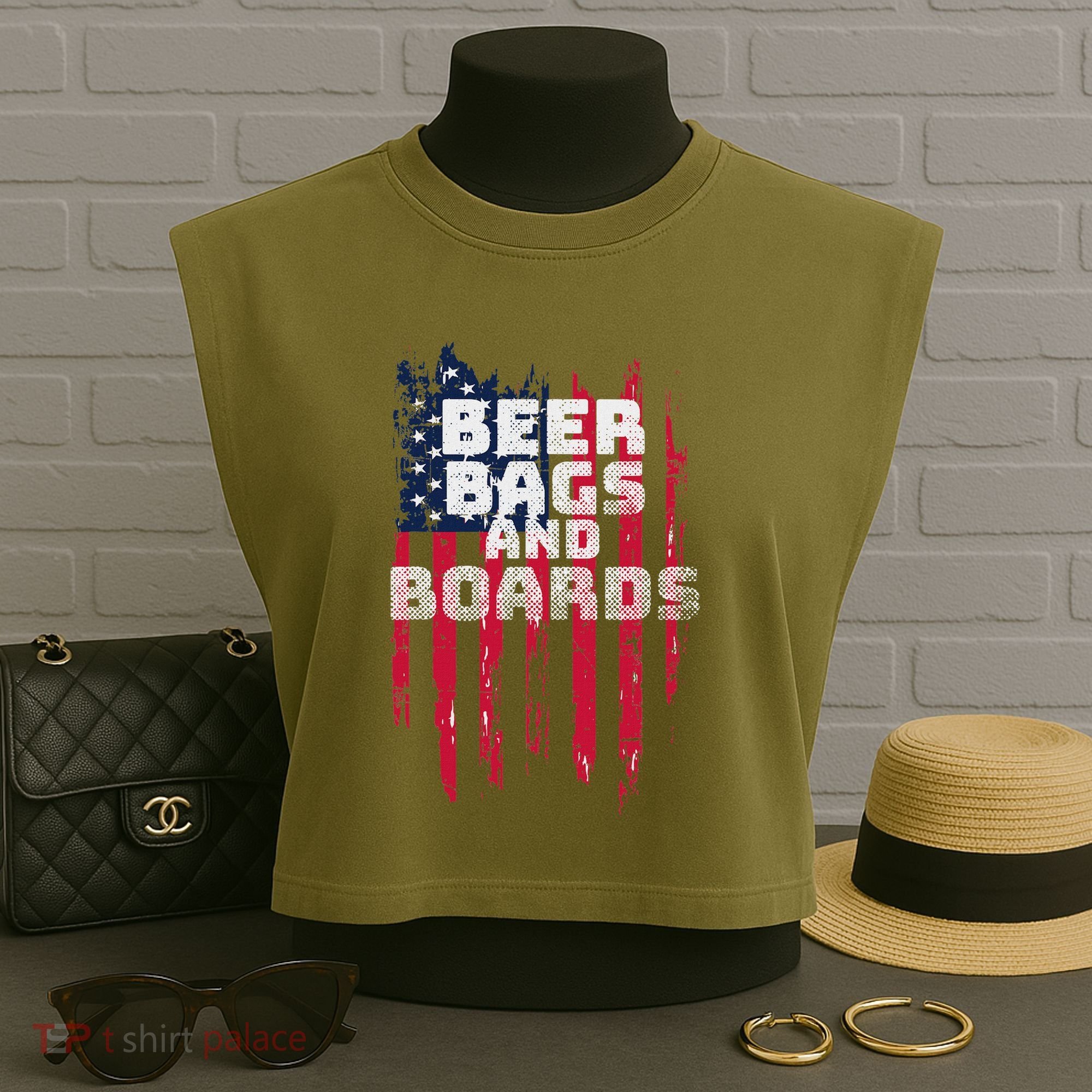 Cornhole Beer Bags And Boards Garment-Dyed Women's Muscle Tee