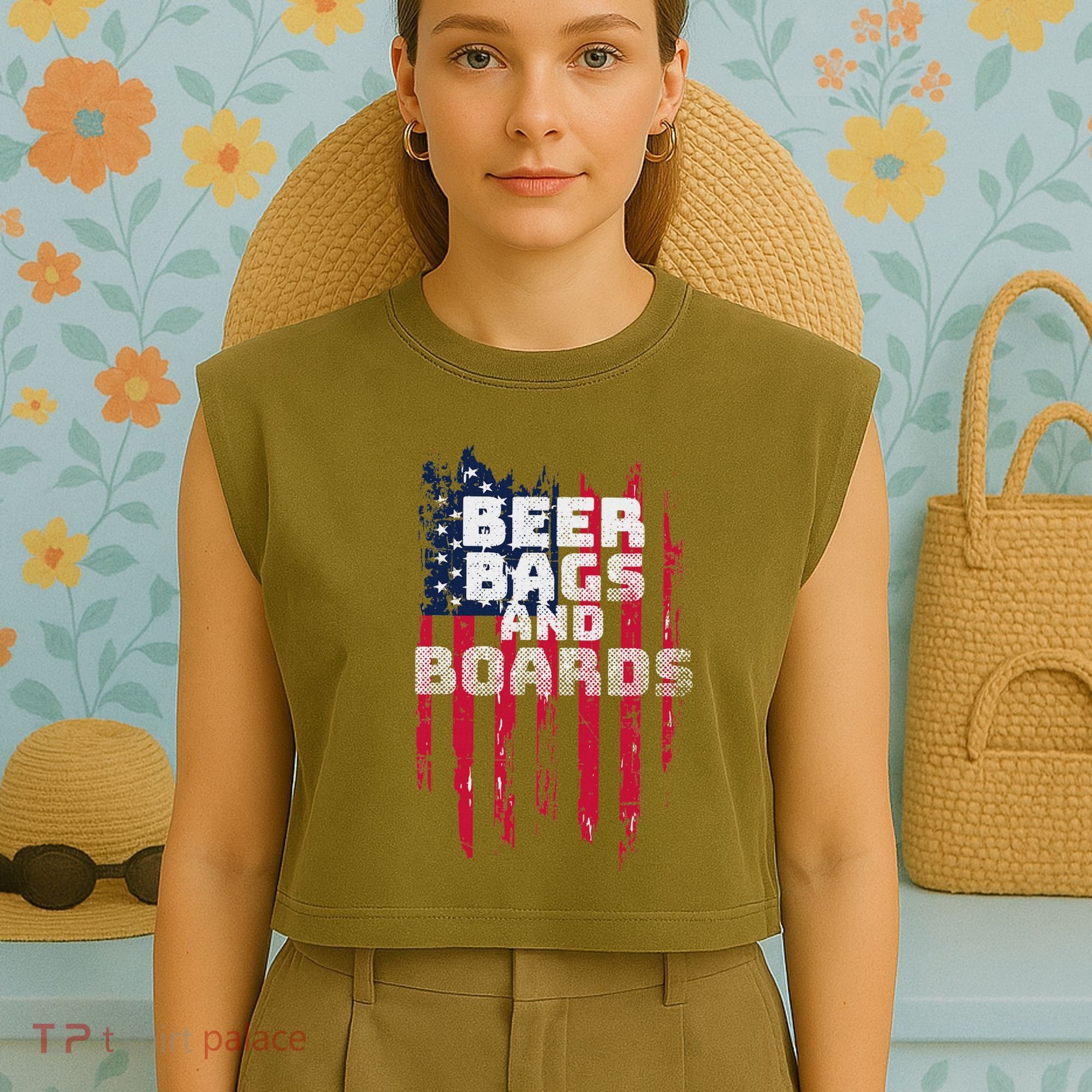 Cornhole Beer Bags And Boards Garment-Dyed Women's Muscle Tee