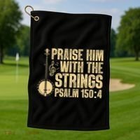 Cool Banjo Bluegrass Music Art Worship Leader Golf Towel thumb 1