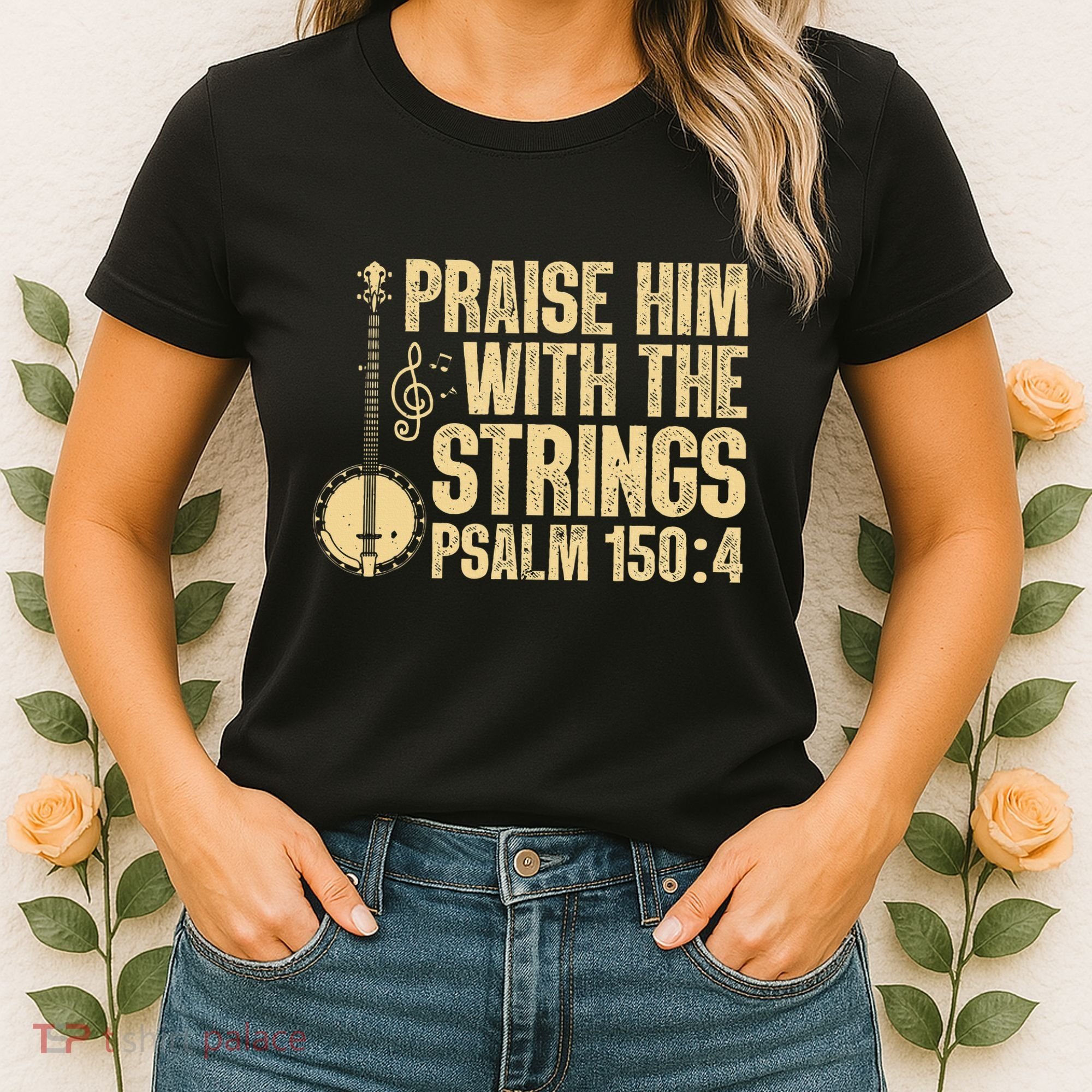 Cool Banjo Bluegrass Music Art Worship Leader Women's T-Shirt