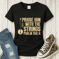 Cool Banjo Bluegrass Music Art Worship Leader Women's T-Shirt thumb 3