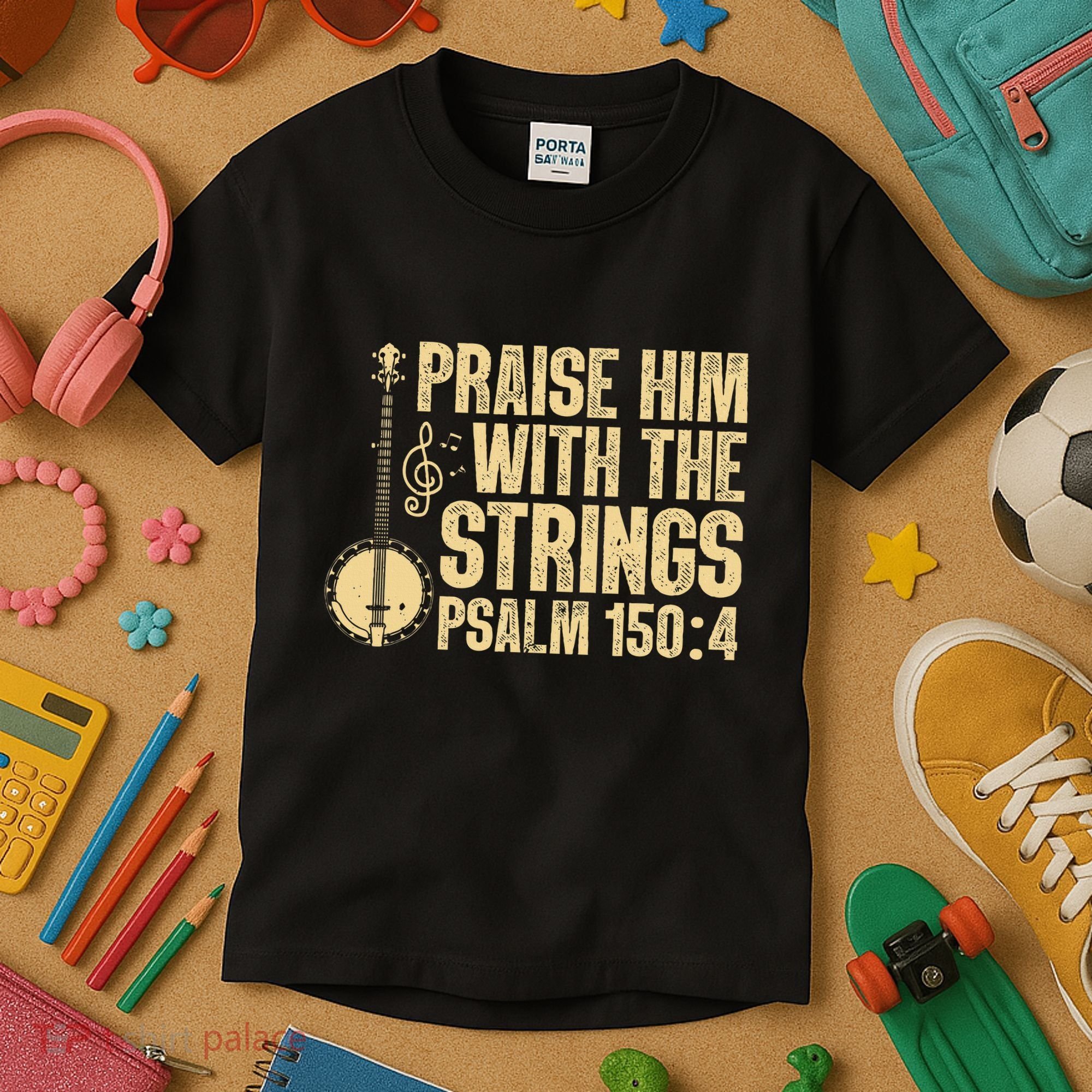 Cool Banjo Bluegrass Music Art Worship Leader Kids T-Shirt