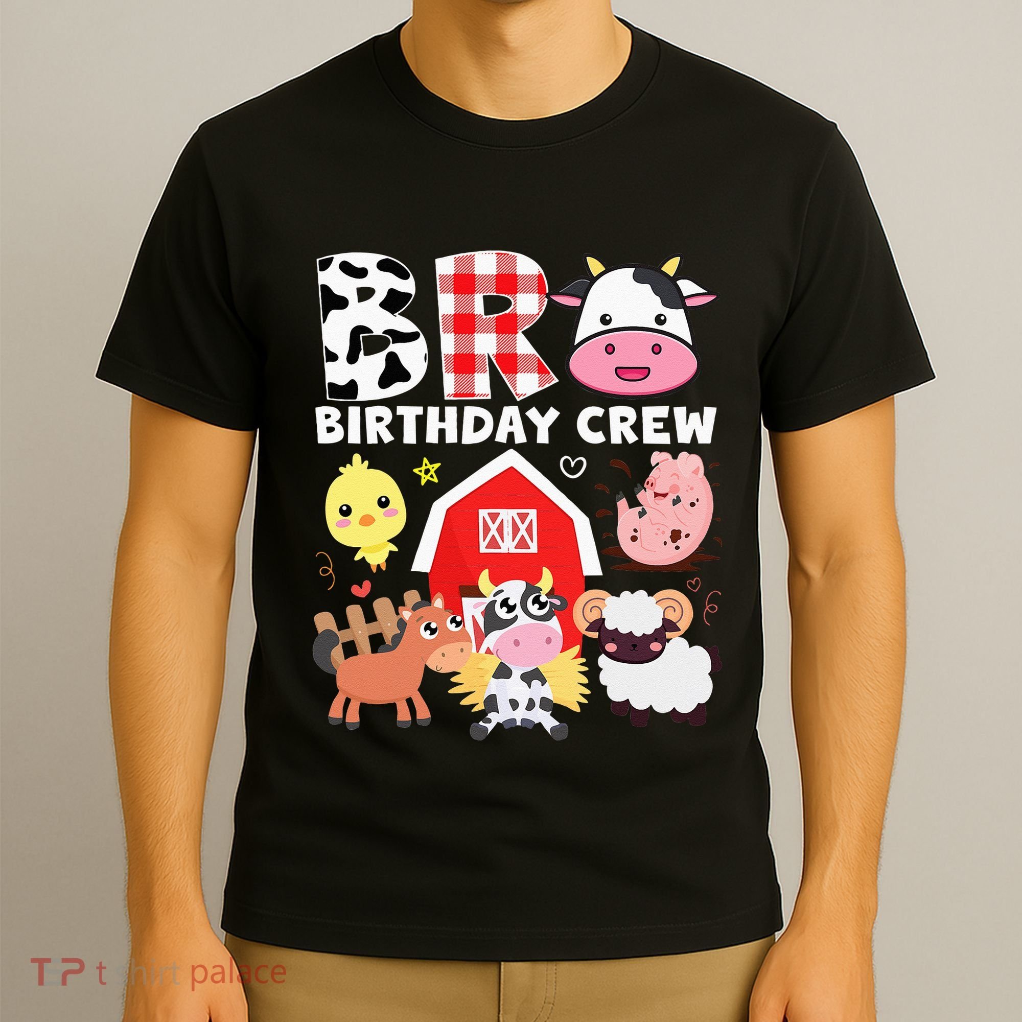 Cow Bro Birthday Crew Farm Theme Animals Kids Birthday Party T-Shirt