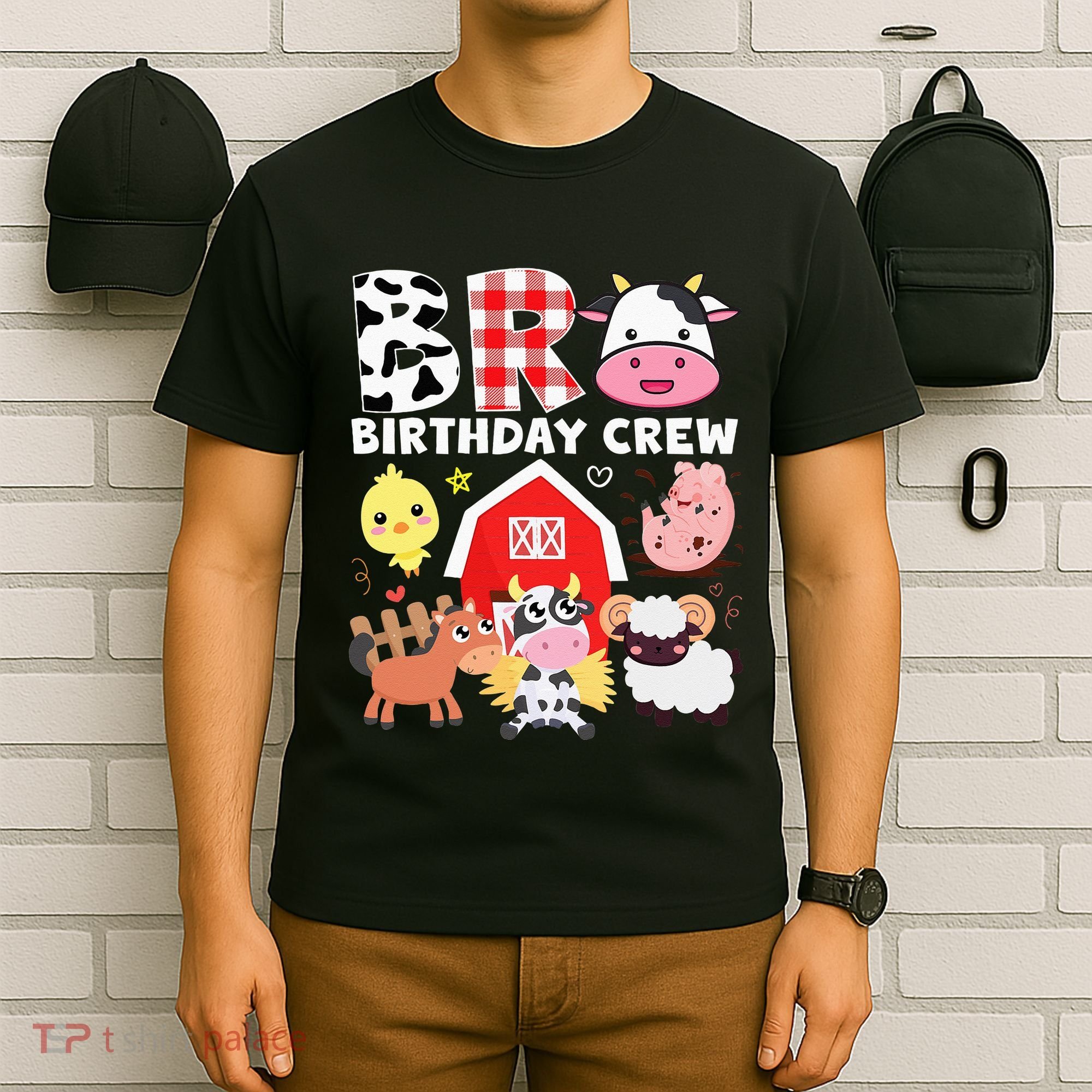 Cow Bro Birthday Crew Farm Theme Animals Kids Birthday Party T-Shirt