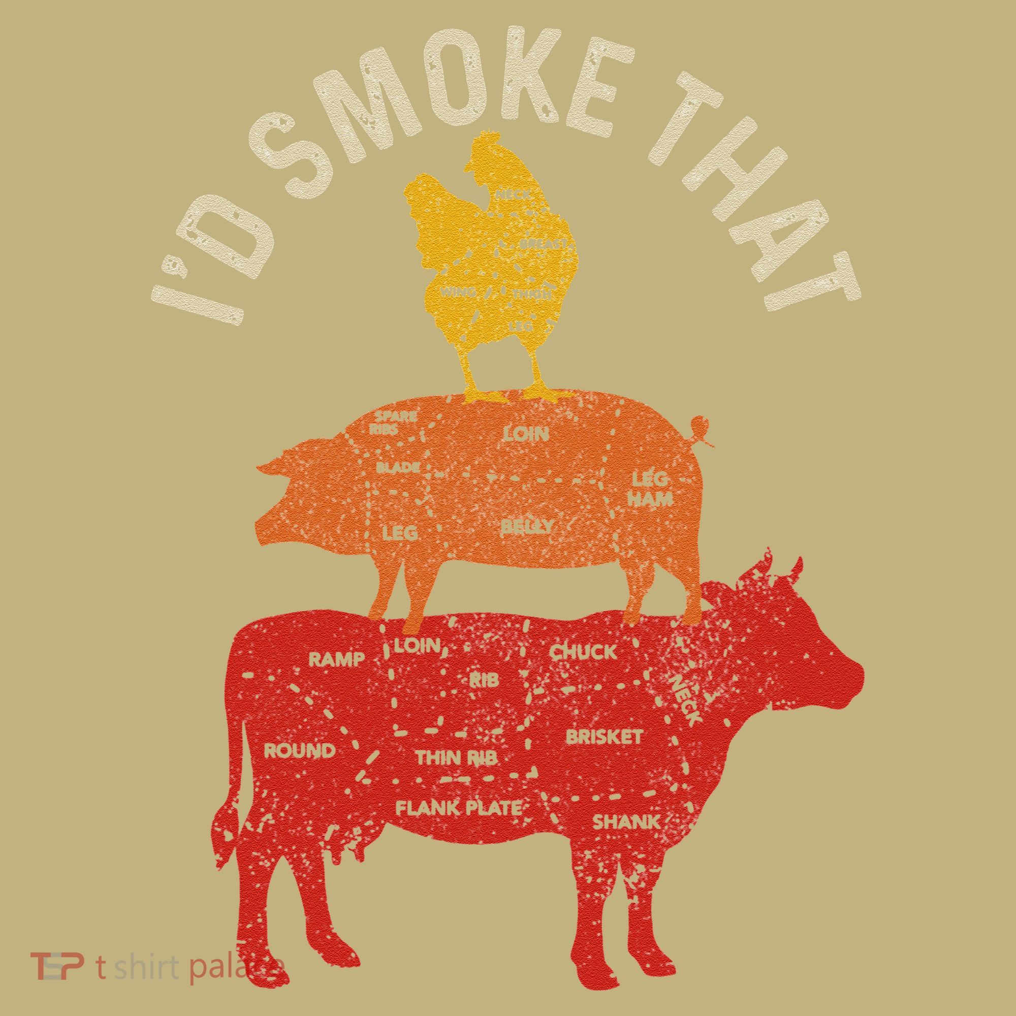 Chef Butcher BBQ I'd Smoke That Funny Father's Day Vintage T-Shirt