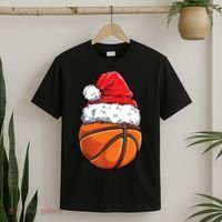 Christmas Basketball Ball Santa Hat Xmas Boys Sport T-Shirt thumb 2