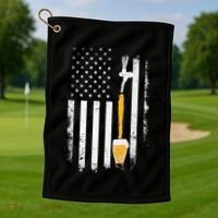 Craft Beer Brewing Usa Us American Flag Craft Golf Towel thumb 1