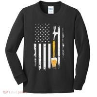 Craft Beer Brewing Usa Us American Flag Craft Kids Long Sleeve Shirt thumb 0