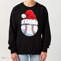 Christmas Baseball Ball Santa Hat Xmas Boys Women's Sweatshirt thumb 0