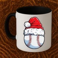 Christmas Baseball Ball Santa Hat Xmas Boys Coffee Mug thumb 2