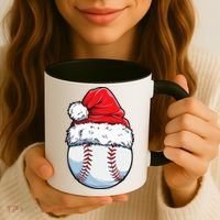 Christmas Baseball Ball Santa Hat Xmas Boys Coffee Mug thumb 3