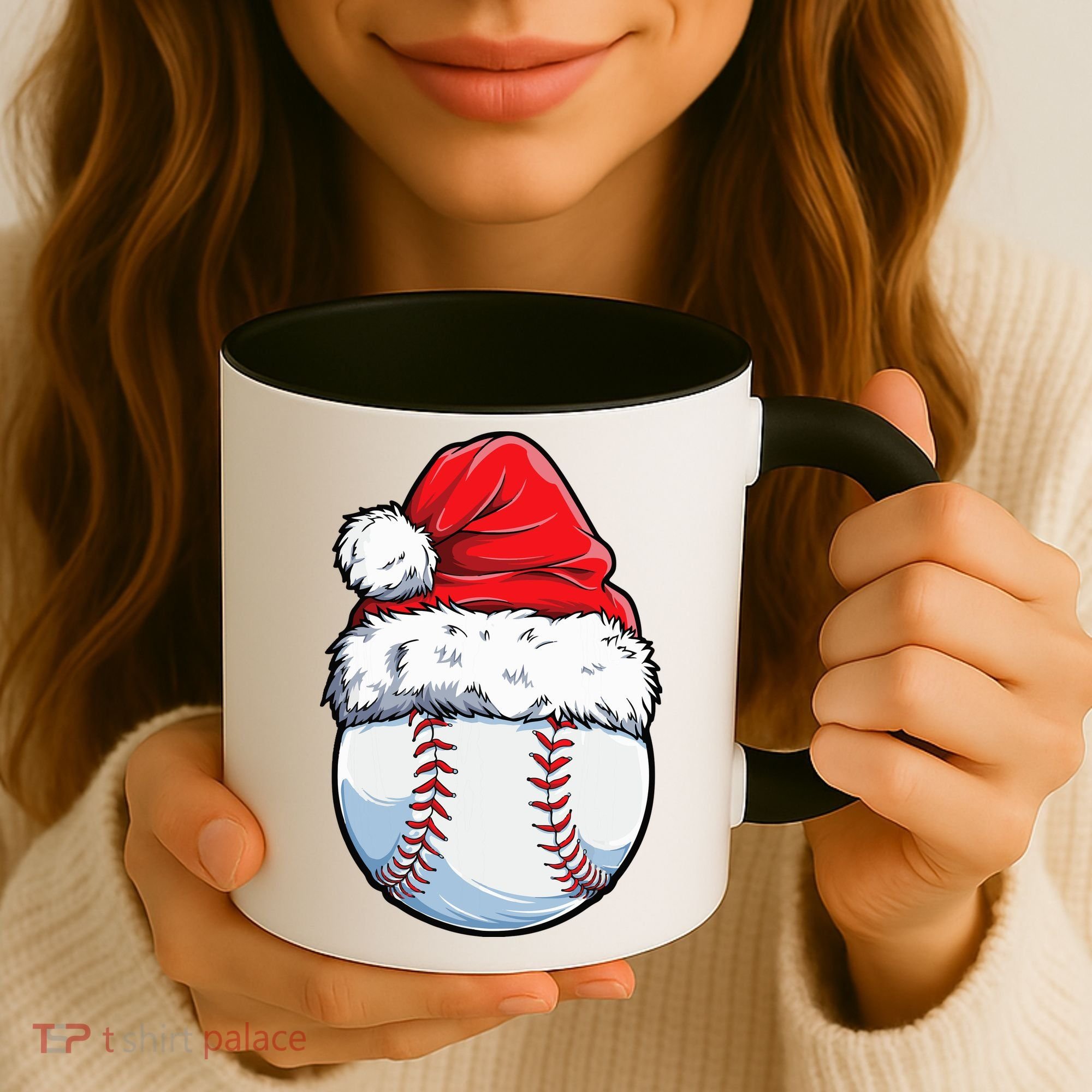 Christmas Baseball Ball Santa Hat Xmas Boys Coffee Mug