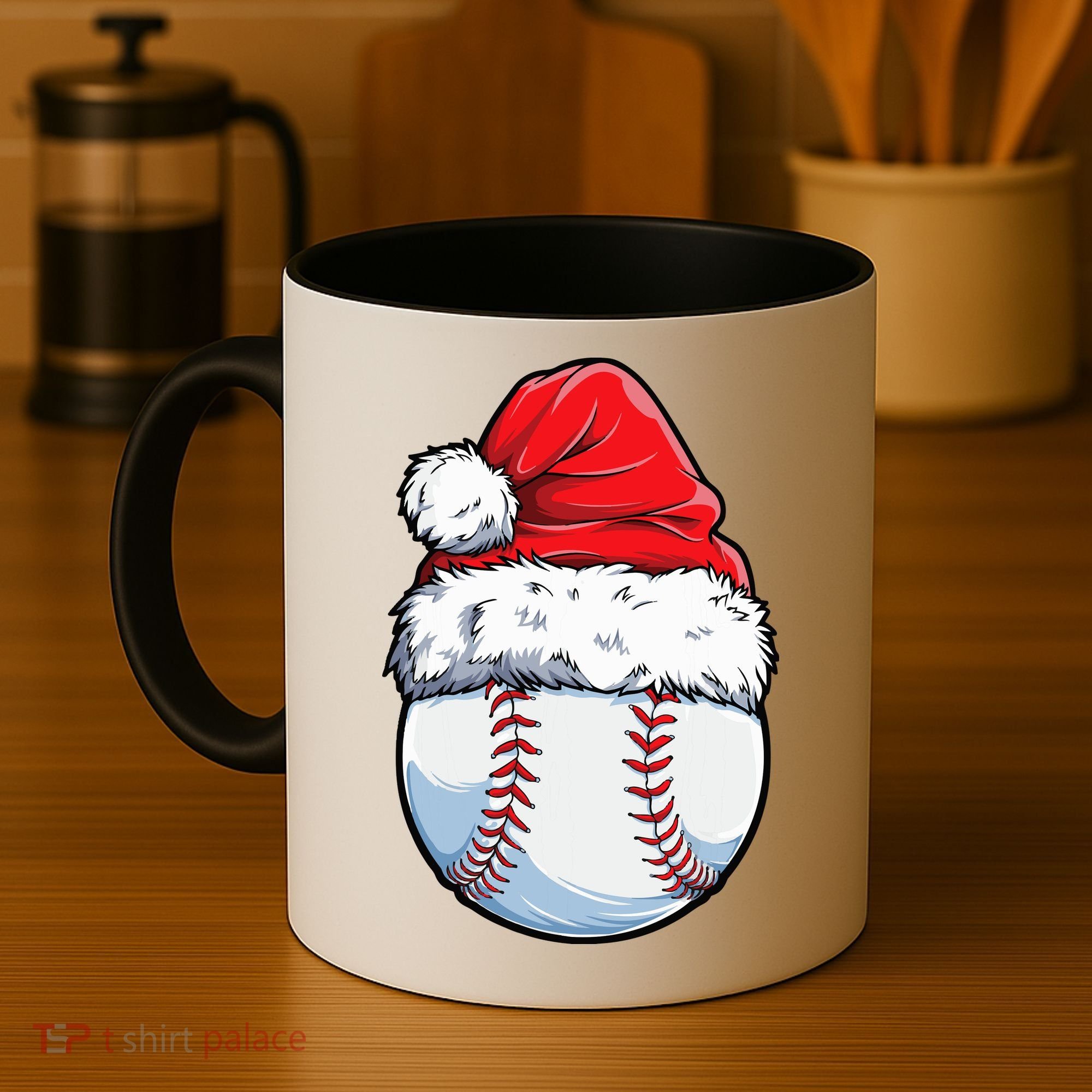 Christmas Baseball Ball Santa Hat Xmas Boys Coffee Mug