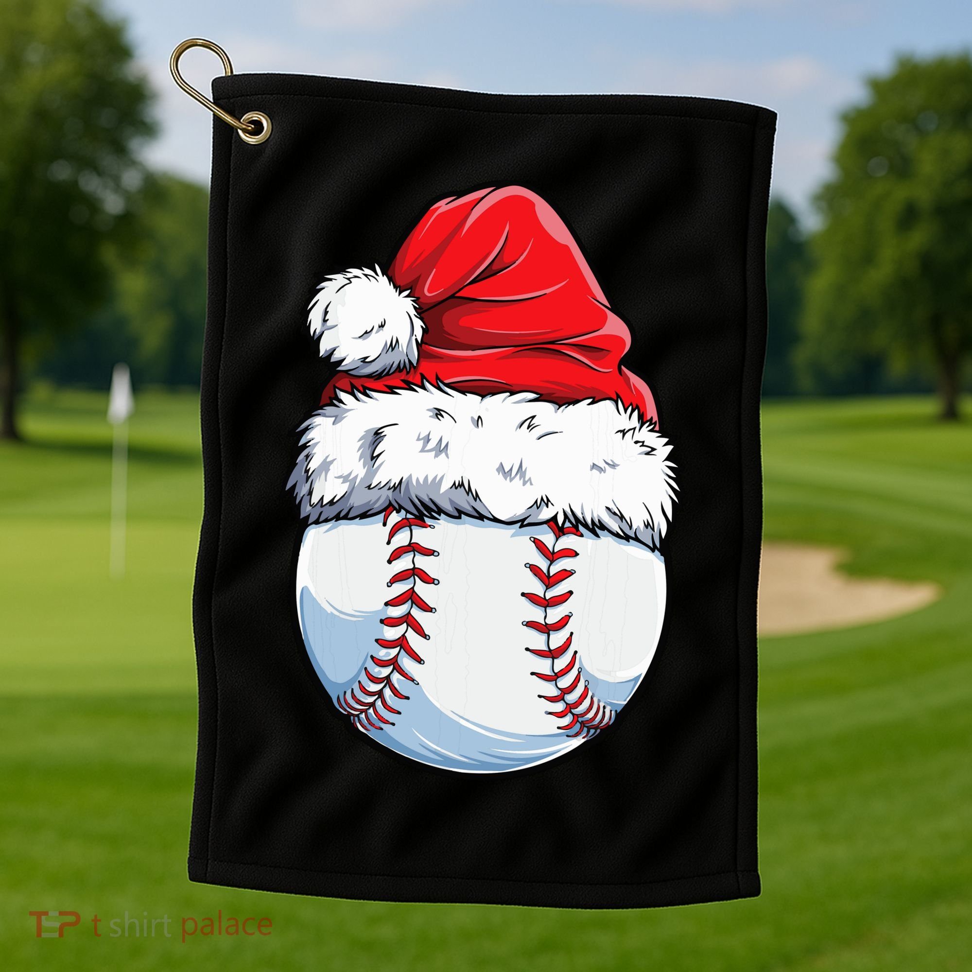Christmas Baseball Ball Santa Hat Xmas Boys Golf Towel