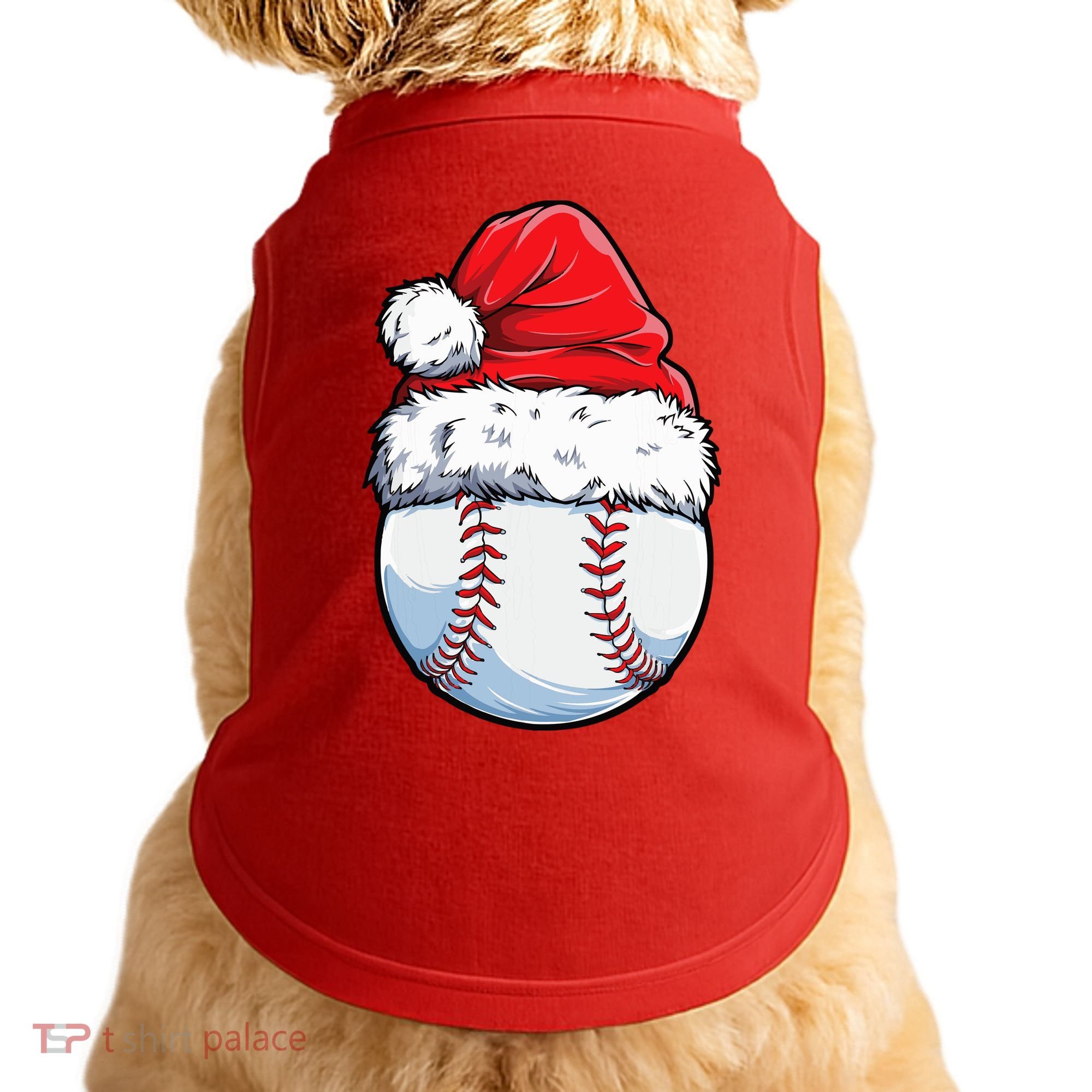 Christmas Baseball Ball Santa Hat Xmas Boys Doggie Tank